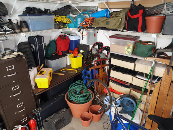 a very messy garage